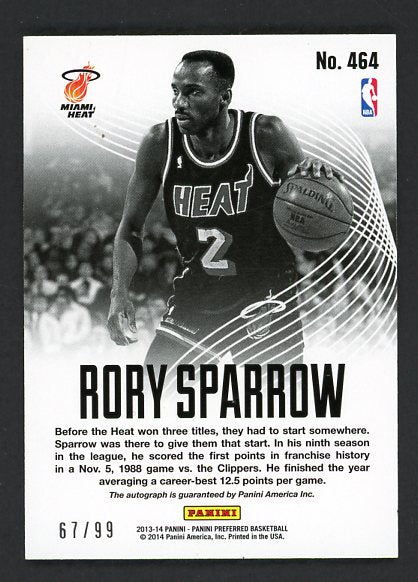 2013 Panini Preferred #464 Rory Sparrow Knicks Signed 461492