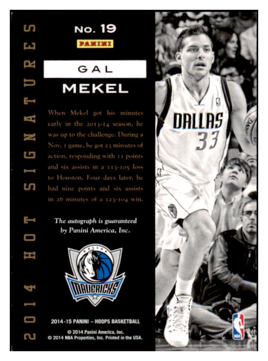 2014 Hot Signatures #019 Gal Mekel Mavericks Signed 461615