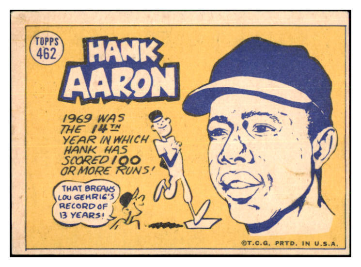 1970 Topps Baseball #462 Hank Aaron A.S. Braves VG-EX 463906