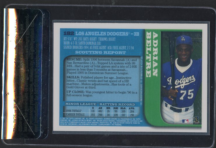 1997 Bowman Chrome #182 Adrian Beltre Dodgers Beckett Review 9 467897