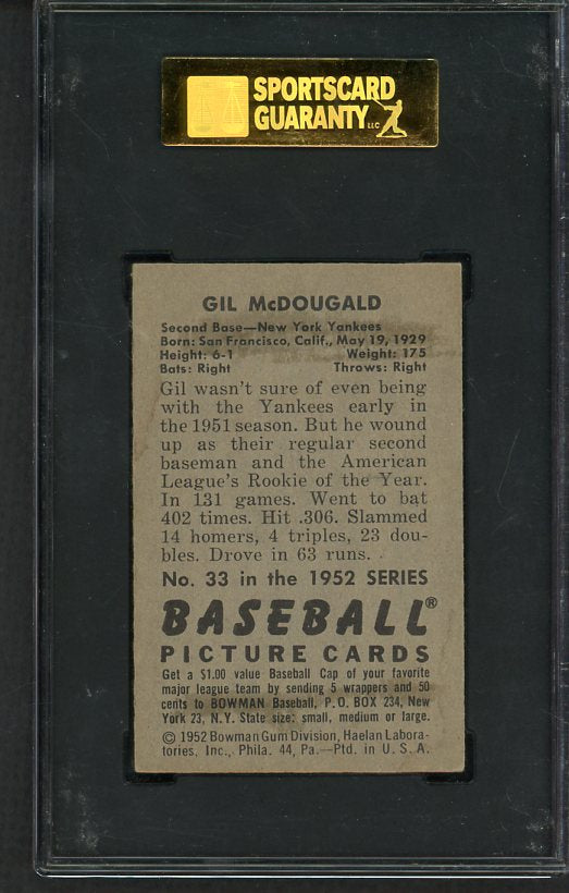 1952 Bowman Baseball #033 Gil McDougald Yankees SGC 3 VG 475172