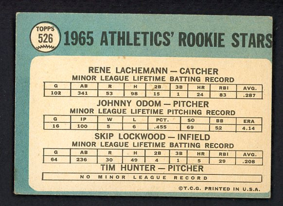 1965 Topps Baseball #526 Catfish Hunter A's VG-EX 476456