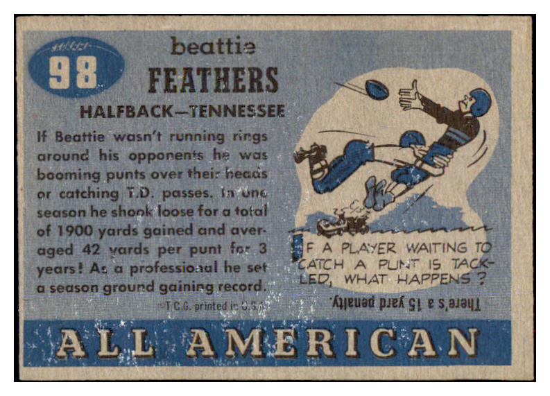 1955 Topps Football #098 Beattie Feathers Tennessee GD-VG 486632