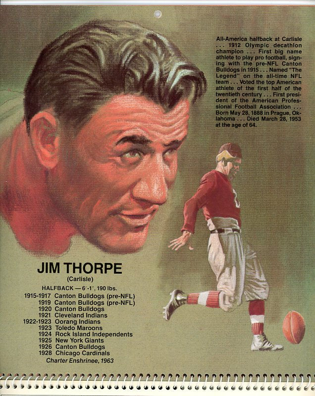 1979 NFL Hall Of Fame Calendar Thorpe Tittle Grange 490684