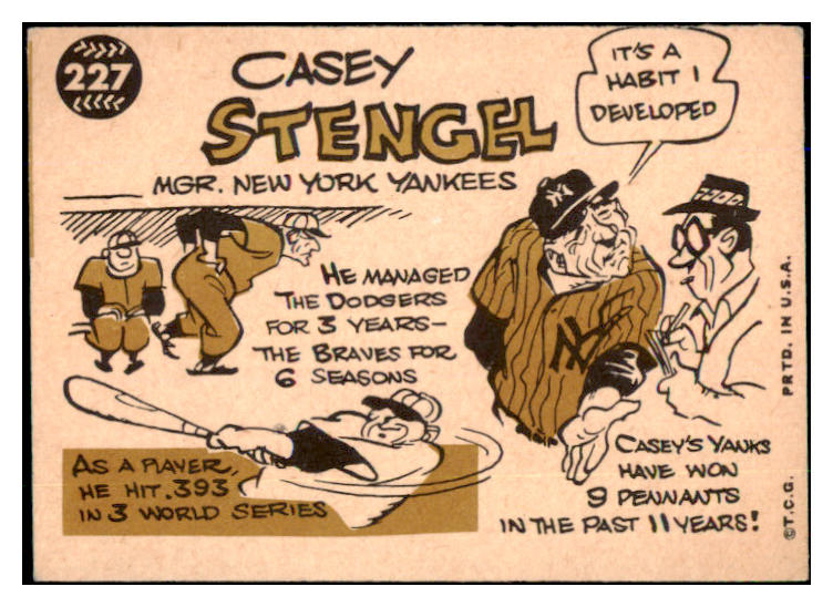 1960 Topps Baseball #227 Casey Stengel Yankees VG-EX 493165