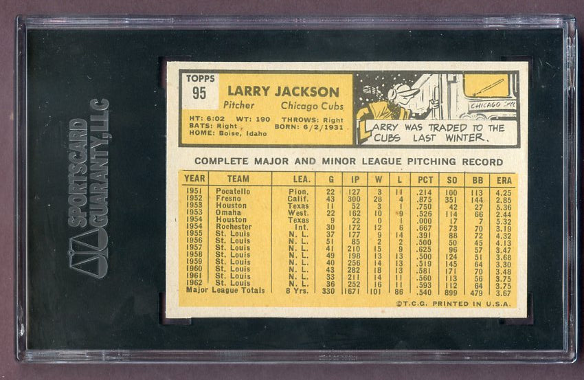 1963 Topps Baseball #095 Larry Jackson Cubs SGC 8 NM/MT 496550