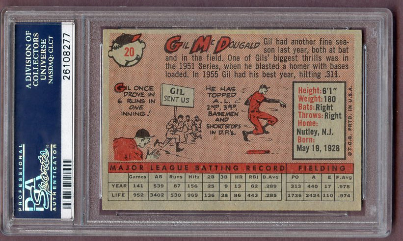 1958 Topps Baseball #020 Gil McDougald Yankees PSA 6 EX-MT 496622