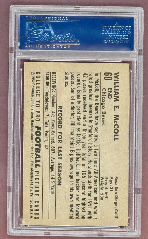 1952 Bowman Large Football #060 William McColl Bears PSA 6 EX-MT 512264