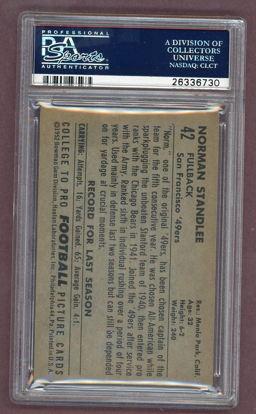 1952 Bowman Large Football #042 Norm Standlee 49ers PSA 7 NM mc 512330