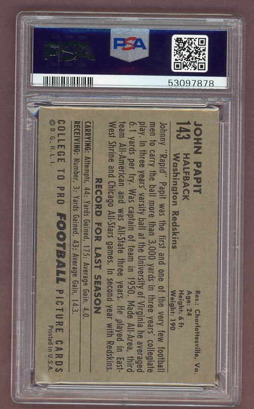 1952 Bowman Large Football #143 John Papit Washington PSA 6 EX-MT 512340