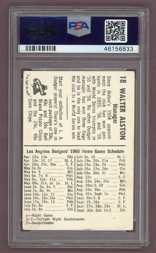 1960 Bell Brand #18 Walter Alston Dodgers PSA 3 VG 512592