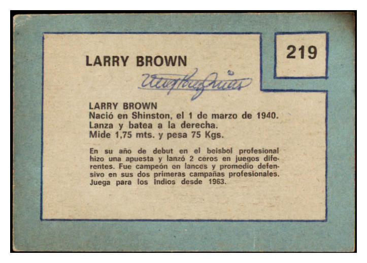 1967 Topps Venezuelan #219 Larry Brown Indians GD-VG 513127