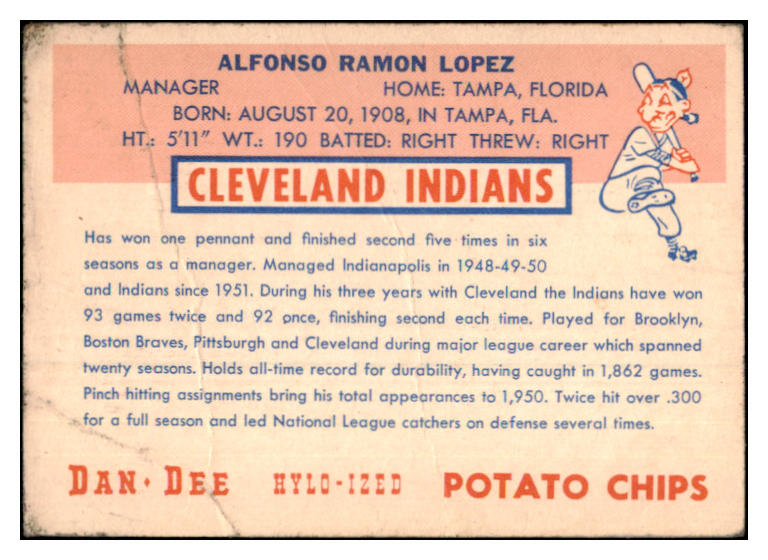 1954 Dan Dee Al Lopez Indians GD-VG 515808