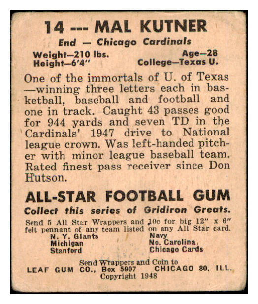 1948 Leaf #014 Mal Kutner Cardinals GD-VG 519478