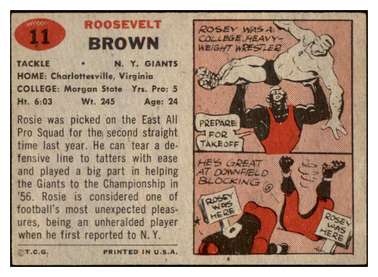 1957 Topps Football #011 Roosevelt Brown Giants EX 521579