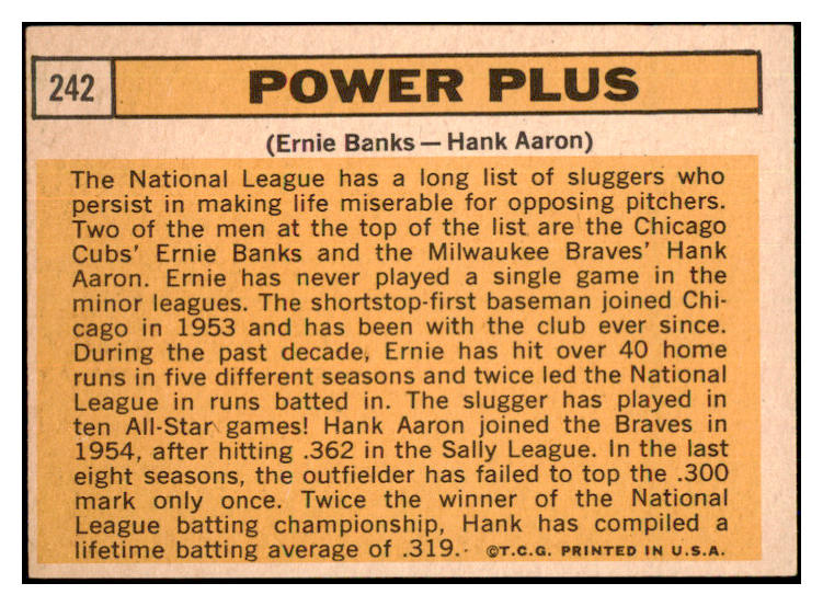 1963 Topps Baseball #242 Hank Aaron Ernie Banks EX-MT 522494