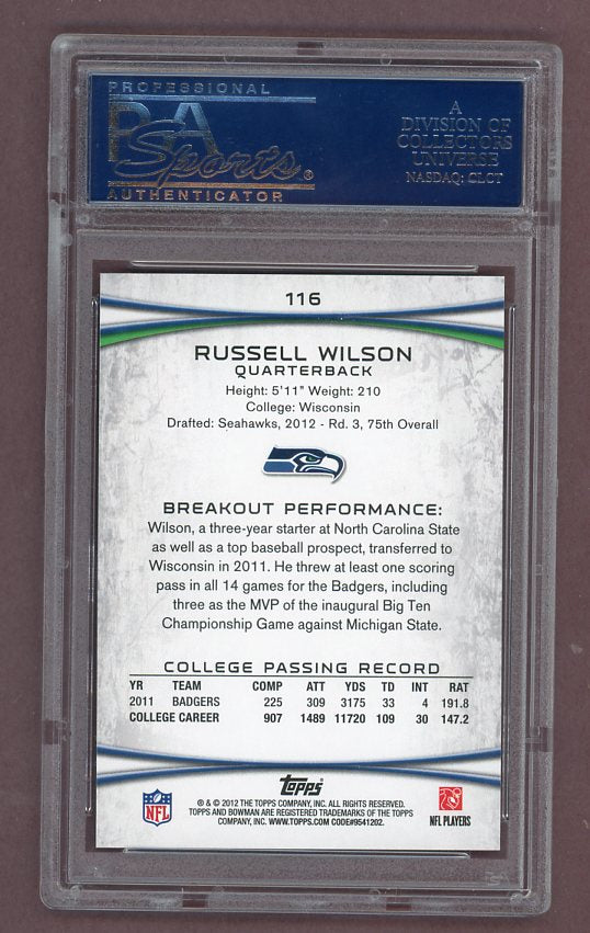 2012 Bowman #116 Russell Wilson Seahawks PSA 10 GEM MINT Left 526128