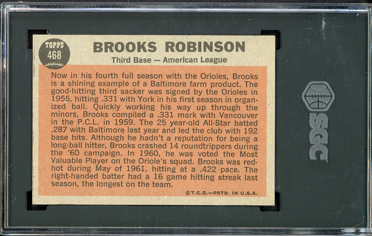 1962 Topps Baseball #468 Brooks Robinson A.S. Orioles SGC 7 NM 526671