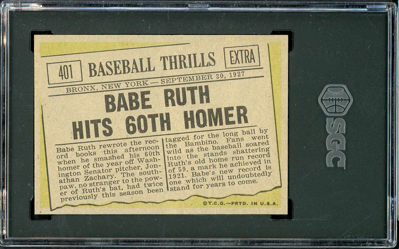 1961 Topps Baseball #401 Babe Ruth Yankees SGC 5 EX 526685