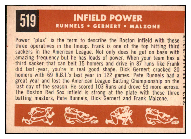 1959 Topps Baseball #519 Pete Runnels Frank Malzone VG-EX 527475