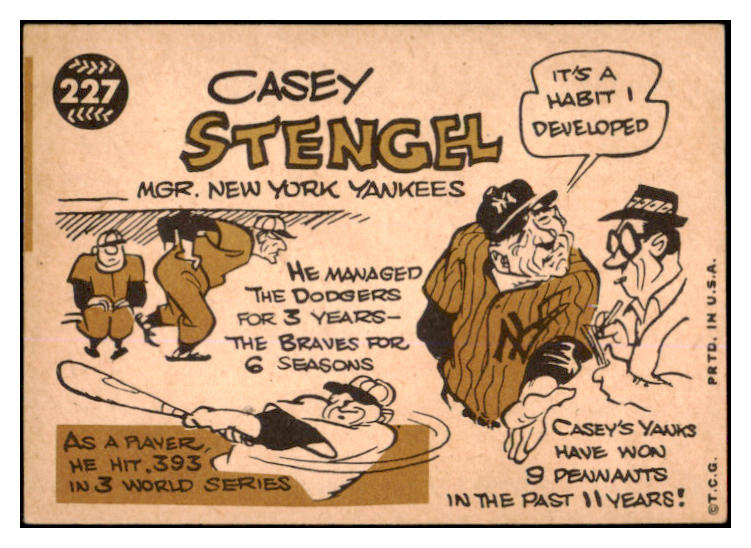 1960 Topps Baseball #227 Casey Stengel Yankees EX 527588