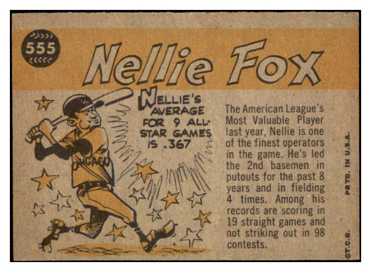 1960 Topps Baseball #555 Nellie Fox A.S. White Sox EX 527796
