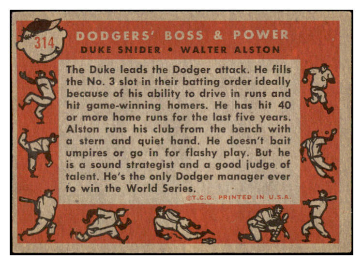 1958 Topps Baseball #314 Duke Snider Walter Alston EX-MT 529039