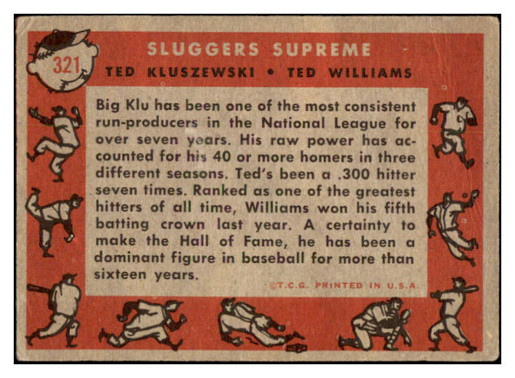 1958 Topps Baseball #321 Ted Williams Ted Kluszewski GD-VG 529083