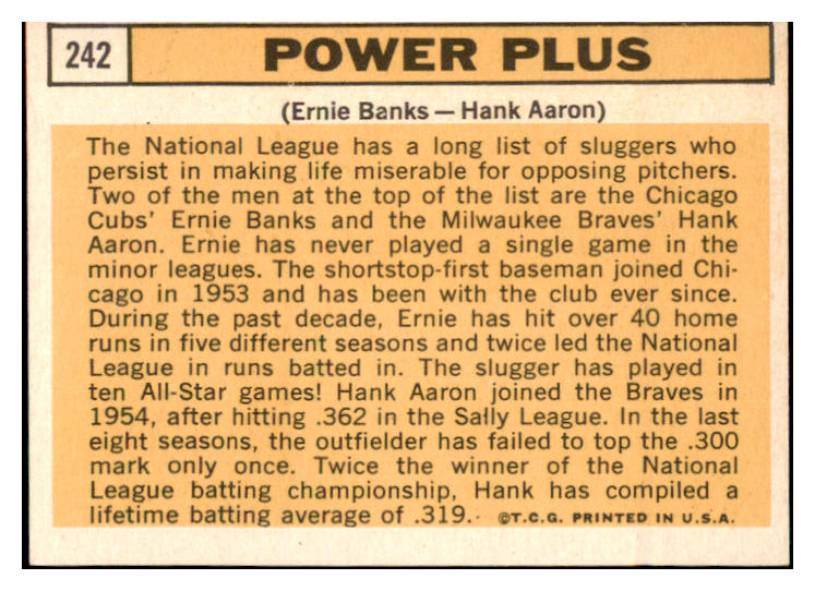 1963 Topps Baseball #242 Hank Aaron Ernie Banks EX-MT 529173