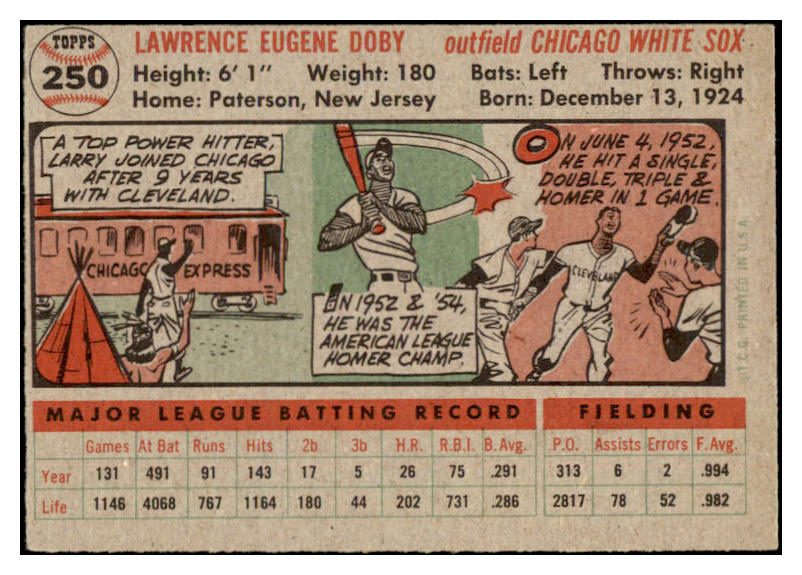1956 Topps Baseball #250 Larry Doby White Sox EX-MT 529723