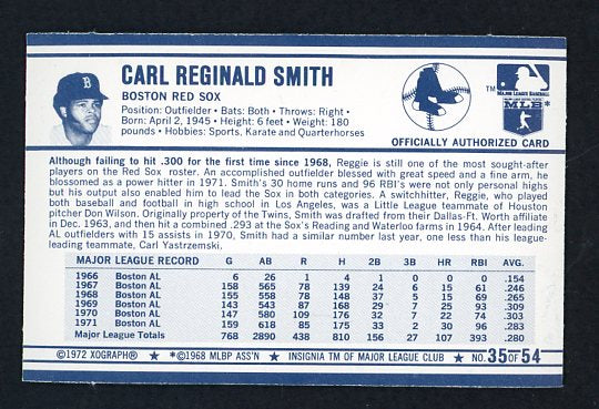 1972 Kelloggs #035 Reggie Smith Red Sox NR-MT 530087