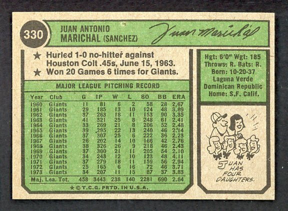 1974 Topps Baseball #330 Juan Marichal Giants NR-MT 530297
