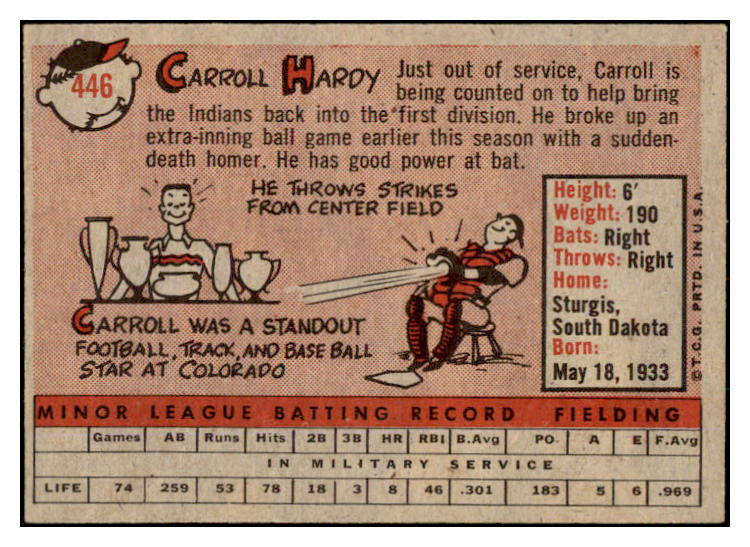 1958 Topps Baseball #446 Carroll Hardy Indians EX-MT 530531
