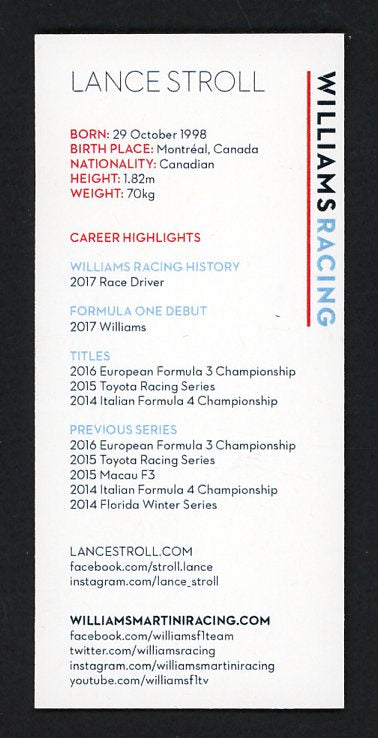 2018 Degree Lance Stoll Williams Racing Signed Autographed 532128