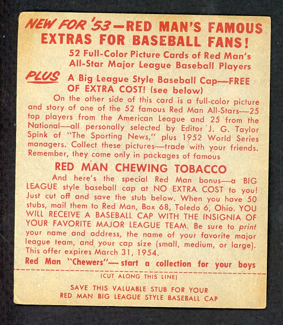 1953 Red Man #018NL Granny Hamner Phillies VG w Tab 532335
