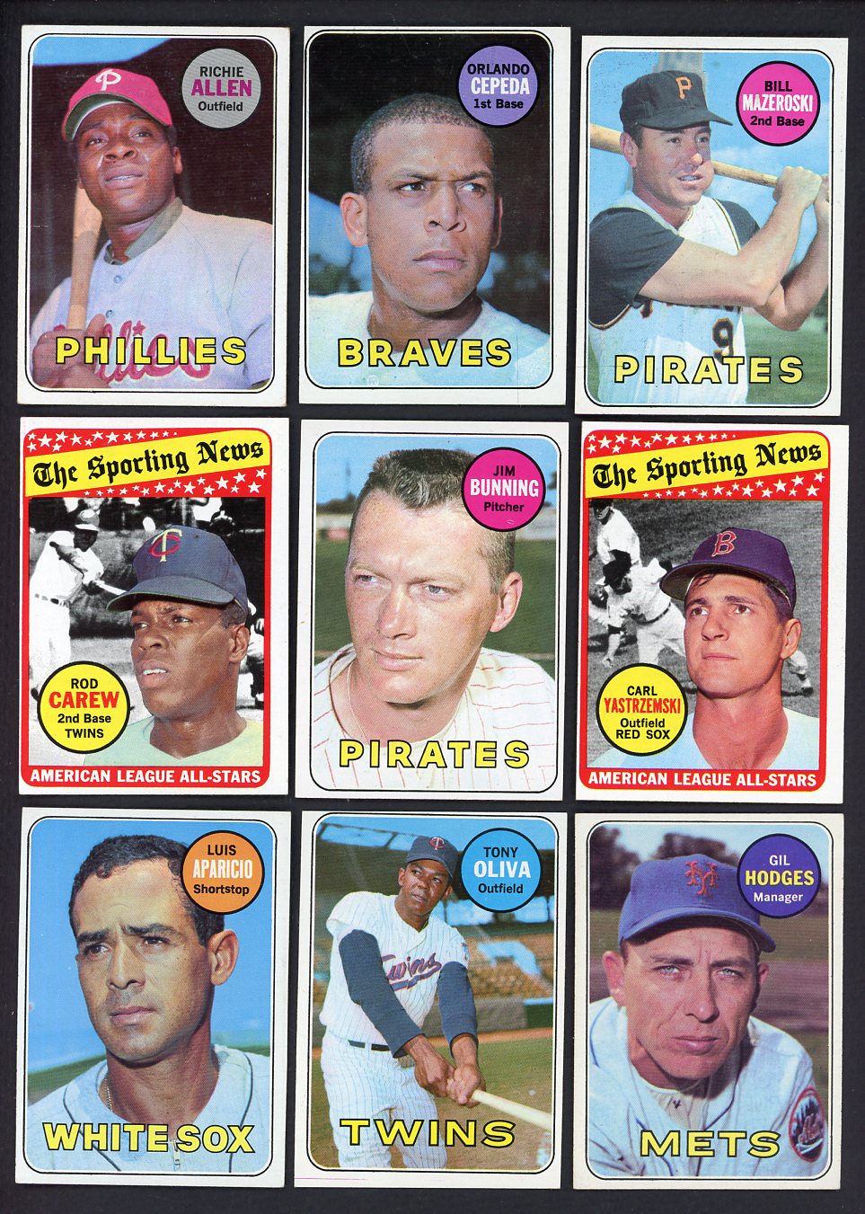 1969 Topps Part Set Lot 580 Diff EX-MT Yastrzemski Carew Allen 533297