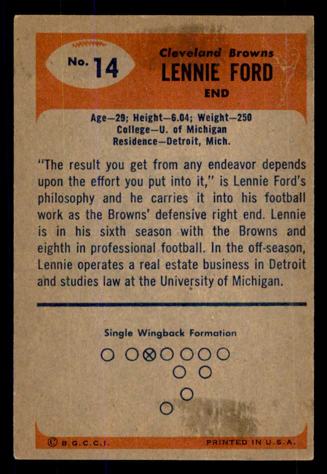 1955 Bowman Football #014 Len Ford Browns EX 533367