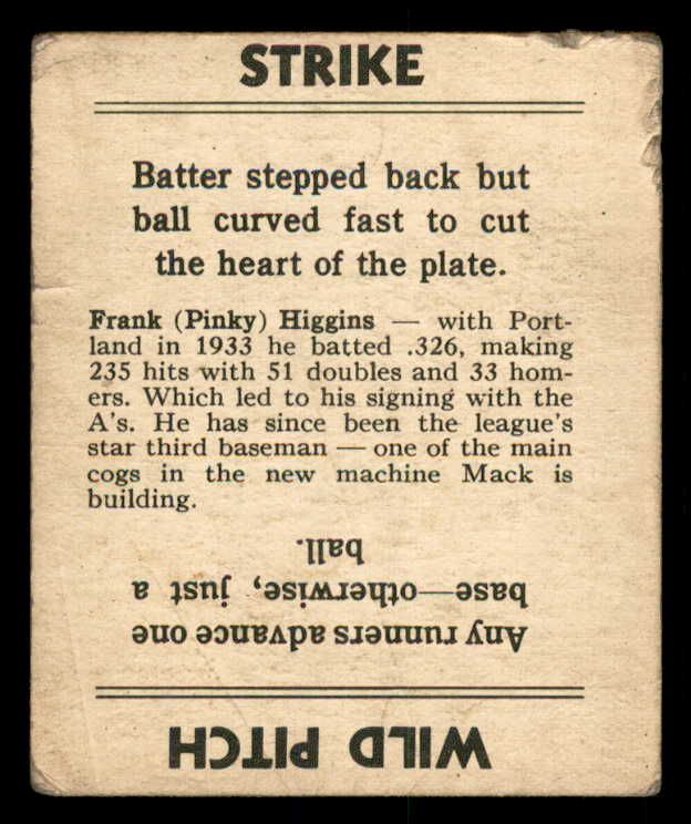 1936 Goudey Pinky Higgins A's Good 533569