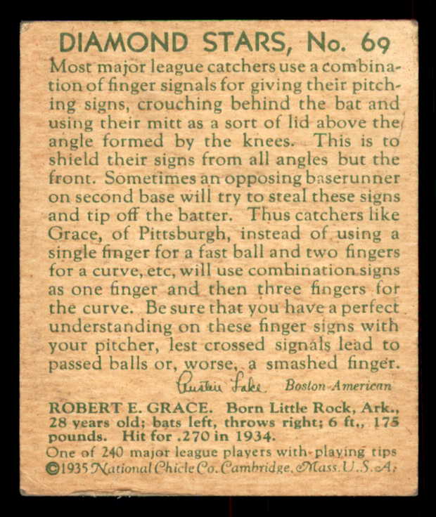1934-36 Diamond Stars #069 Earl Grace Pirates VG 533593