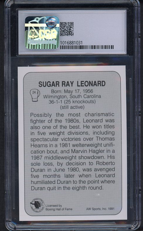 1991 All World #024 Sugar Ray Leonard Boxer CSG 9 MINT 533986