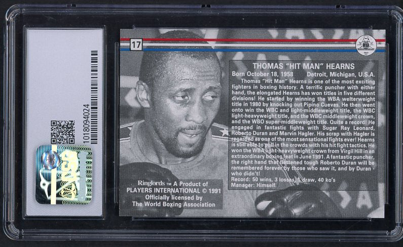 1991 Ringlords #017 Thomas Hearns Boxer CSG 8.5 NM/MT+ 534043