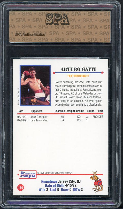 1991 Kayo #169 Arturo Gatti Boxer SPA 10 GEM MINT 534092