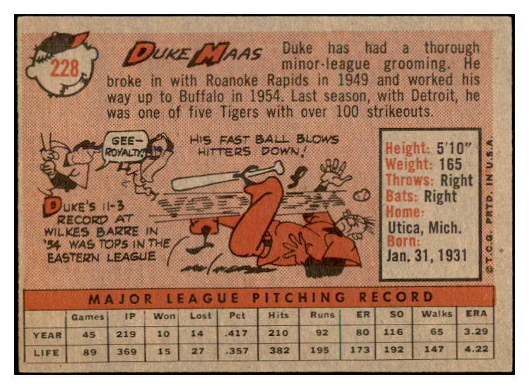 1958 Topps Baseball #228 Duke Maas A's EX-MT 535806