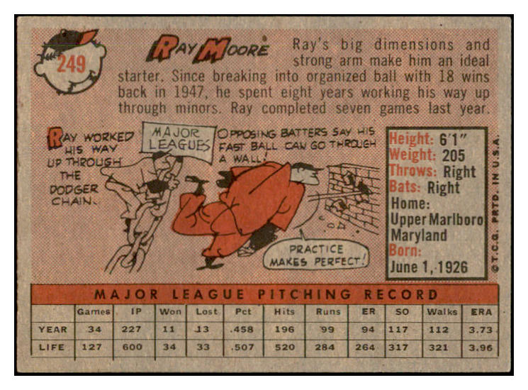 1958 Topps Baseball #249 Ray Moore White Sox EX-MT 535835