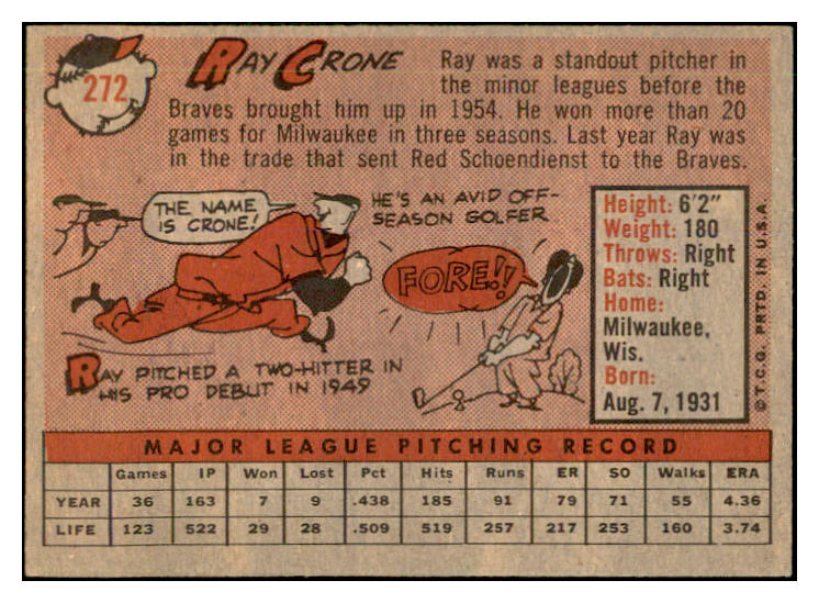 1958 Topps Baseball #272 Ray Crone Giants EX-MT 535864