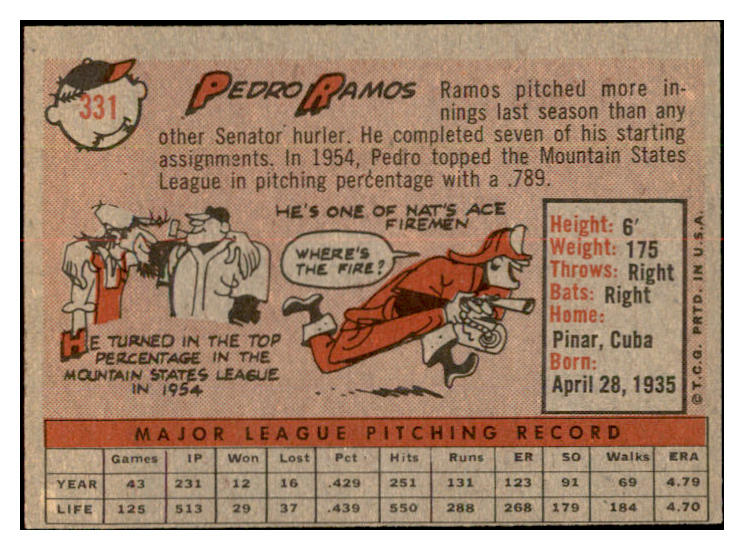1958 Topps Baseball #331 Pedro Ramos Senators EX-MT 535925
