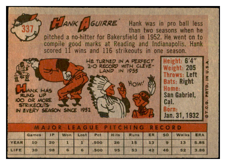 1958 Topps Baseball #337 Hank Aguirre Tigers EX-MT 535932