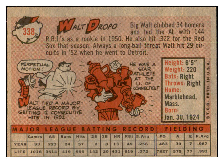 1958 Topps Baseball #338 Walt Dropo White Sox EX-MT 535935