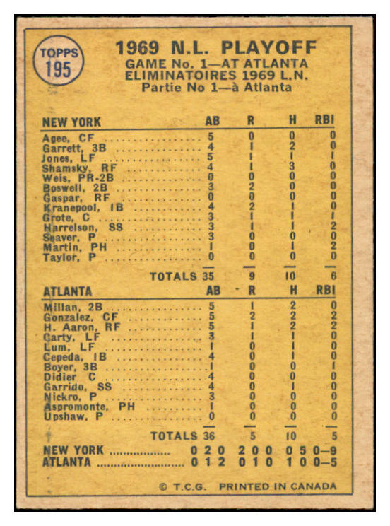 1970 O Pee Chee #195 N.L. Play Offs Game 1 Seaver EX-MT 536293