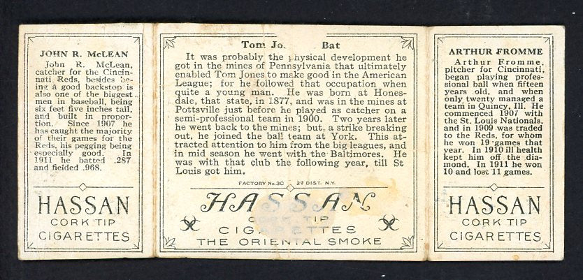 1912 T202 Hassan Triple Folder Arthur Fromme John Mclean 536922
